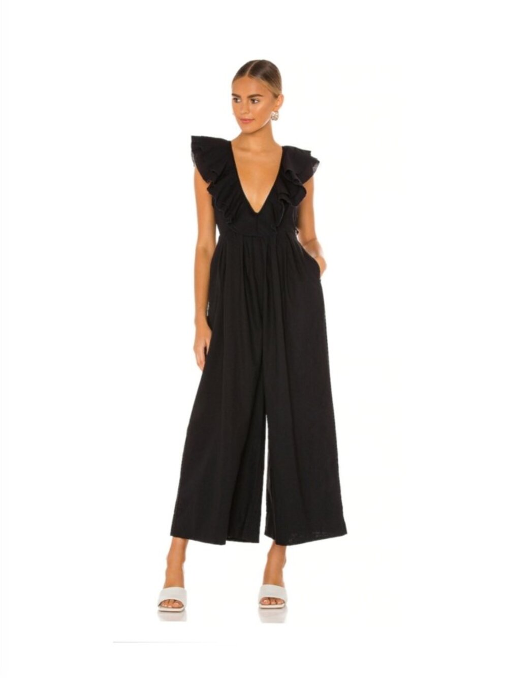 NWT Free People Marta Jumpsuit Black Wide-Leg